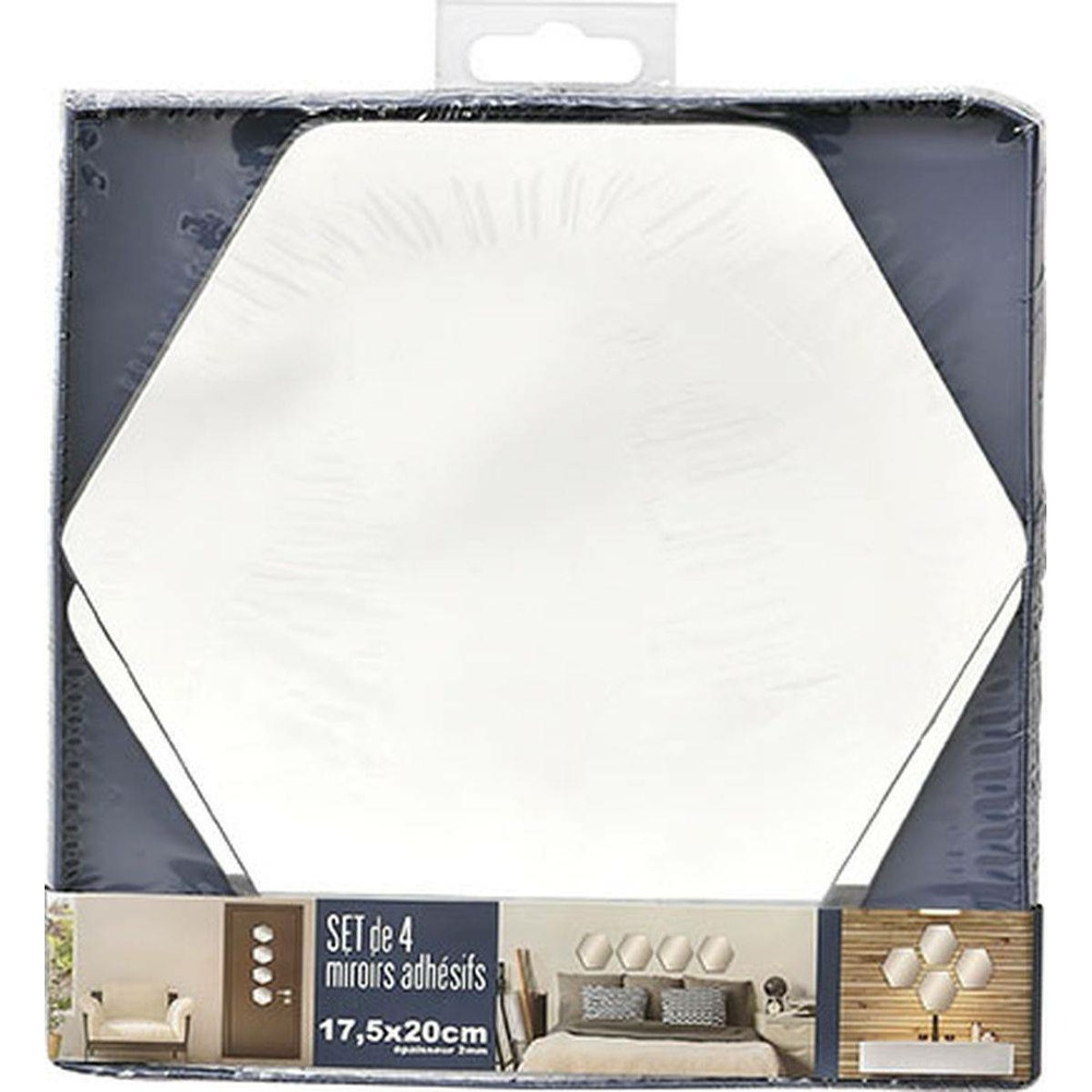 Set de 4 miroirs hexagonaux 17,5x20cm 2mm - uni