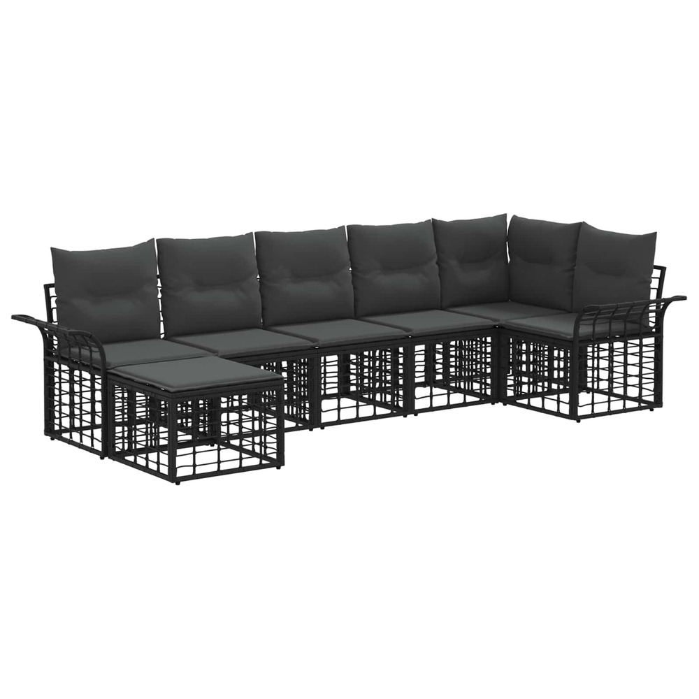 Ensemble de canapés d'extérieur 7 pcs noir et gris foncé
