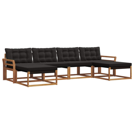 Ensemble de canapés d'extérieur 6 pcs naturel et noir