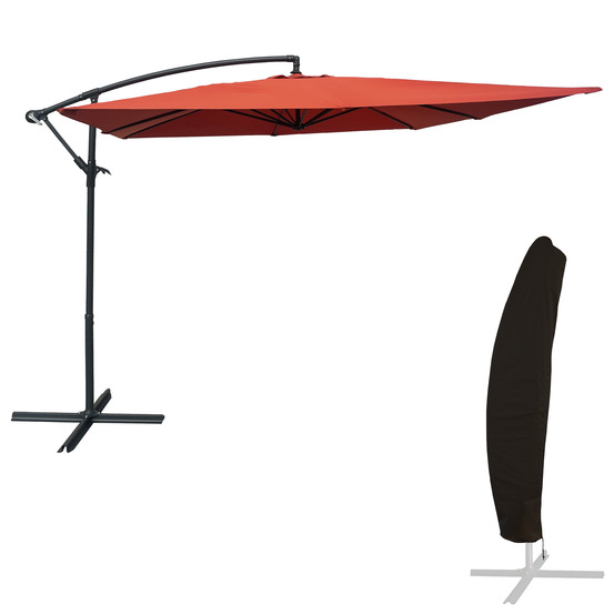 Parasol déporté molokai carré 2,7x2,7m terracotta + housse