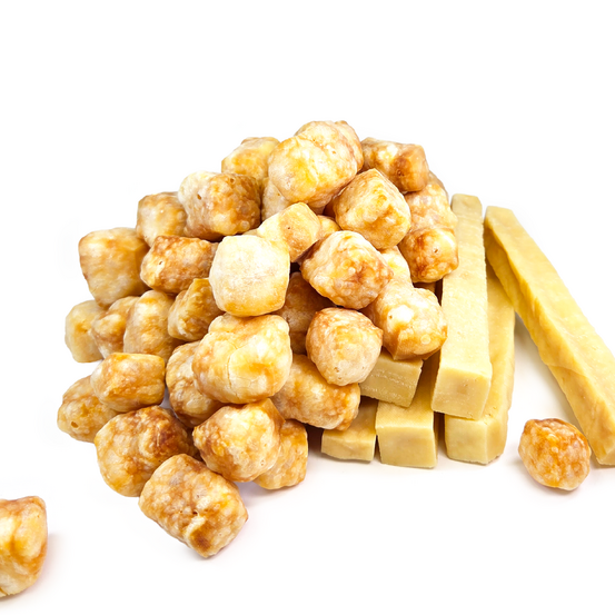 Start Pack Duo : 6 Os à mâcher Small + 300g de Croustillants au fromage, Friandises naturelles pour petit chien (5-9kg)