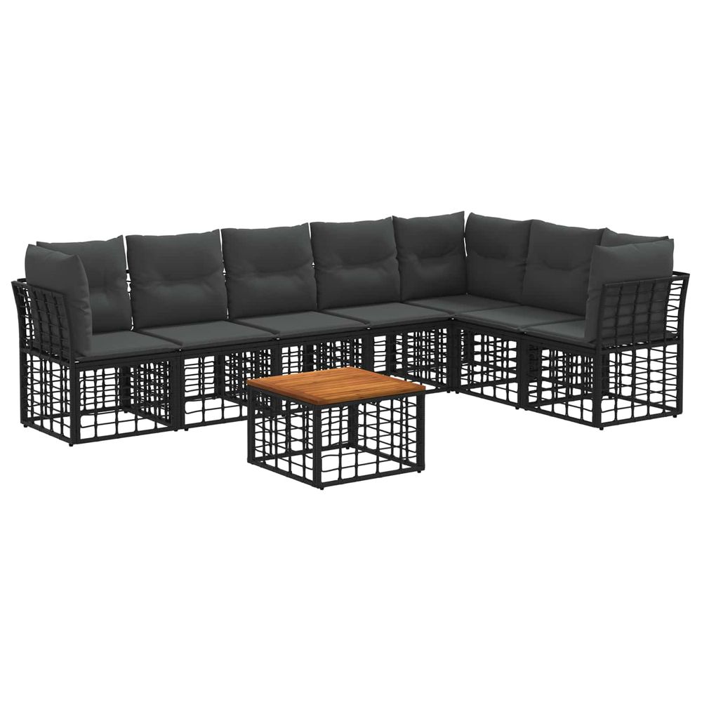 Ensemble de canapés d'extérieur 8 pc noir et gris foncé