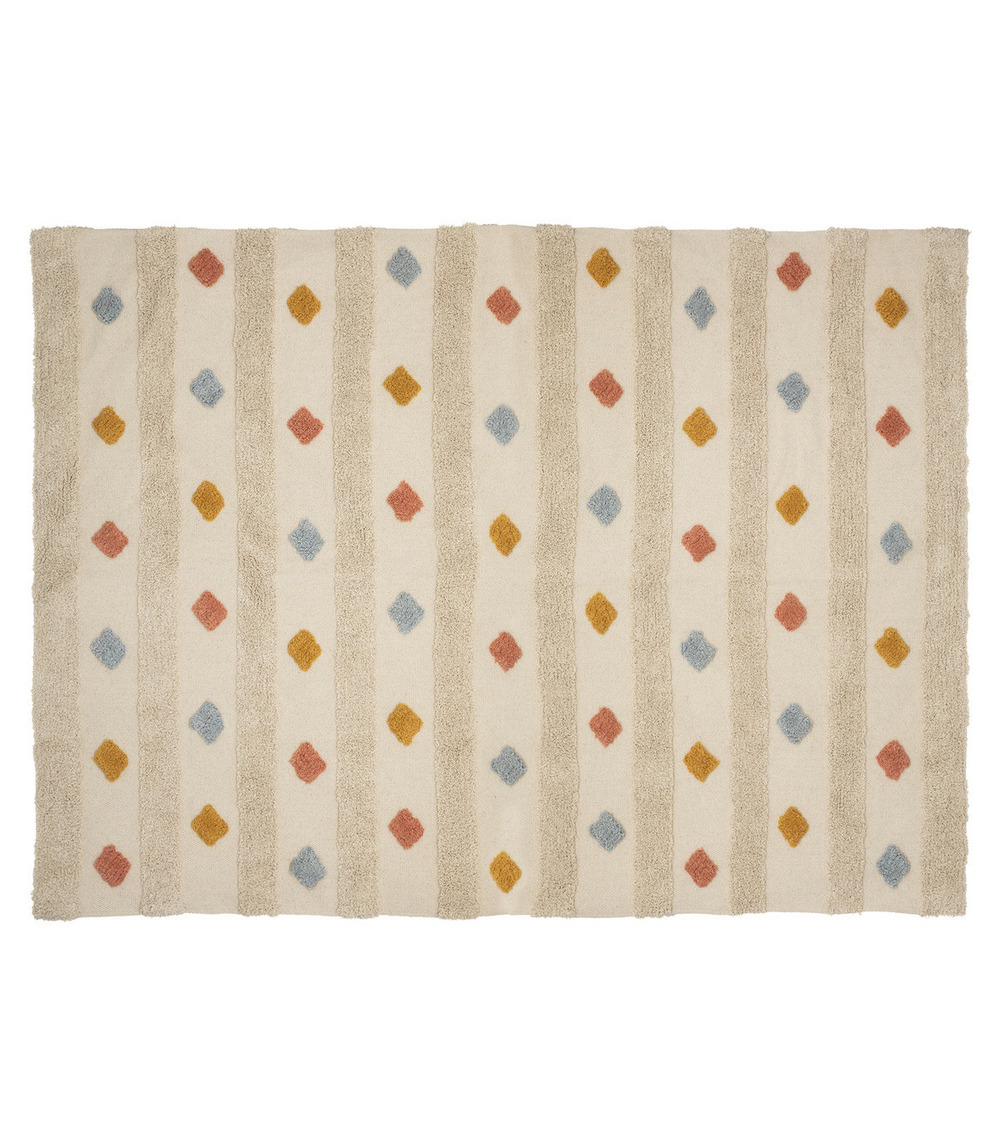 Tapis enfant en coton motifs arlequin tuftés 70 x 120 cm