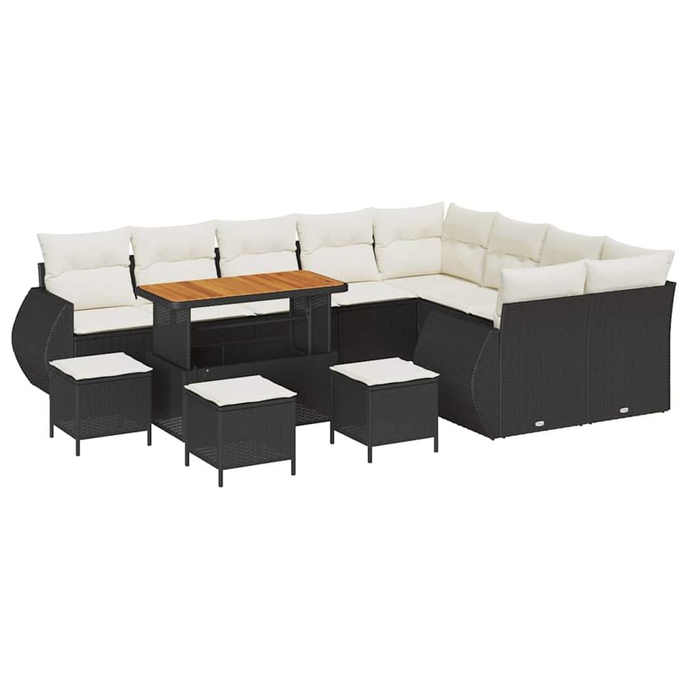 Ensemble de canapé de jardin 13 pc noir polyrotin
