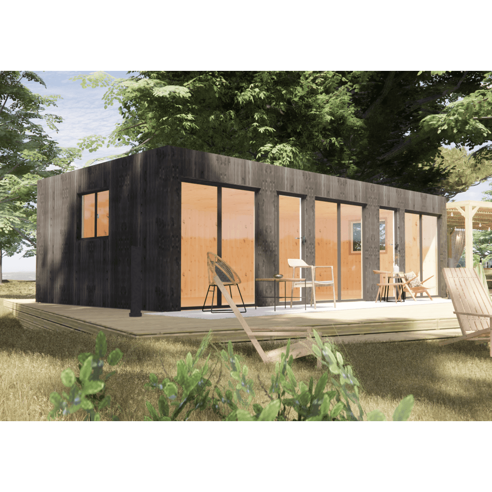 Bureau de jardin 4 saisons en bois 8,8 x 5,7 x 2,7 m / isolation re2020 / menuiseries alu k-line