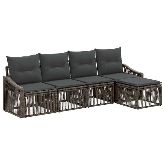 Ensemble de canapé de jardin 5 pc gris polyrotin
