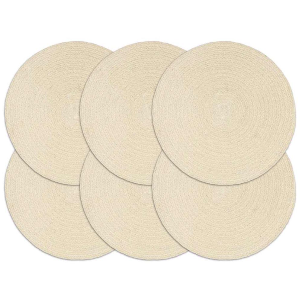 Napperons 6 pcs naturel plain 38 cm rond coton
