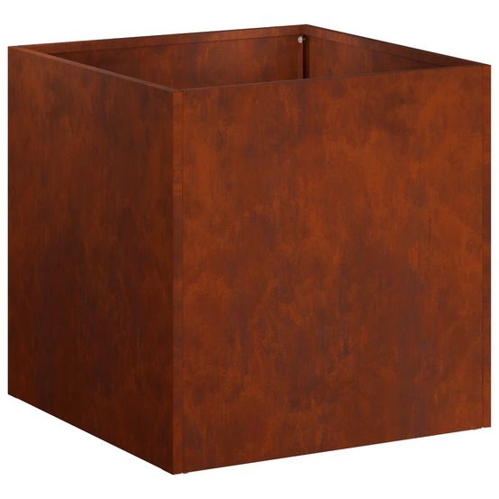 Cache-pot de jardin rouillé 35 x 35 x 35 cm acier patiné