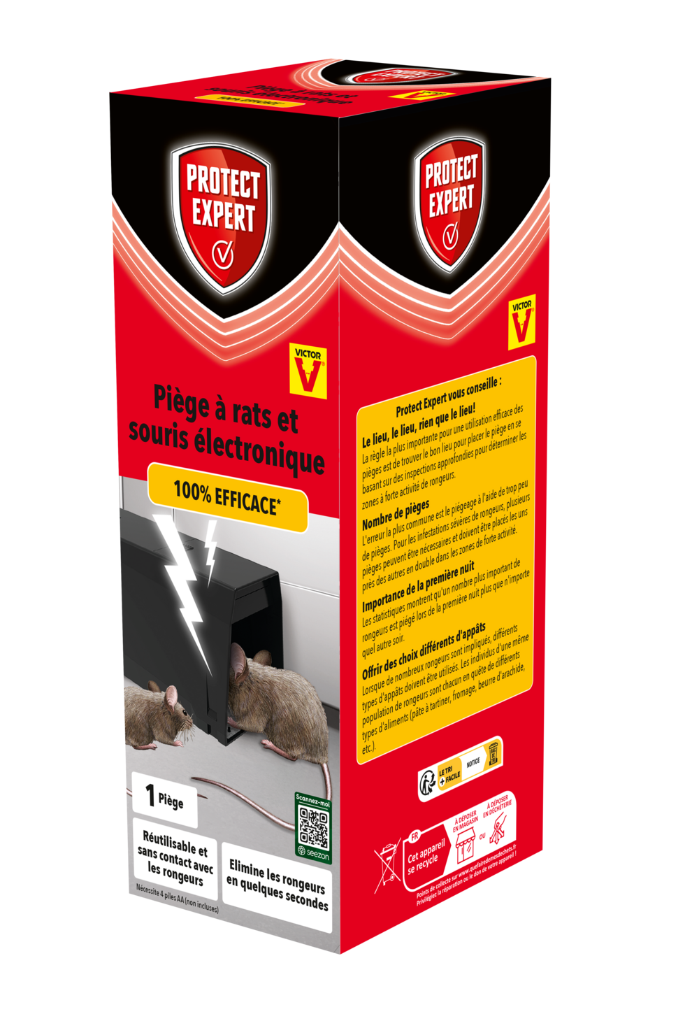 Protect expert piège à rat & souris electronique - facile a utiliser - jusqu'à 35 rongeurs par pile rasoutrapn