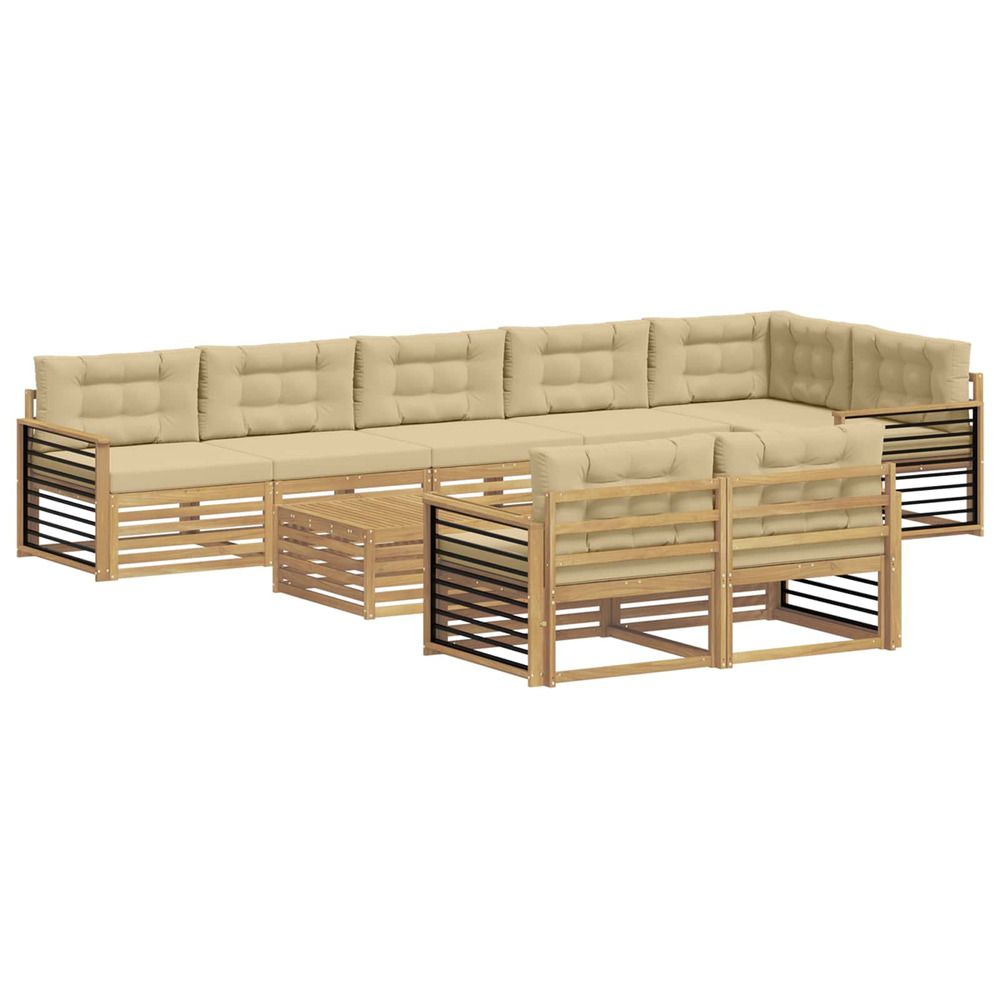 Ensemble de canapés d'extérieur 9 pc blanc et beige polyester