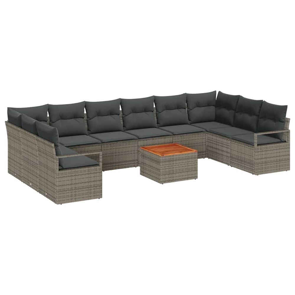 Ensemble de canapé de jardin 11 pc gris polyrotin