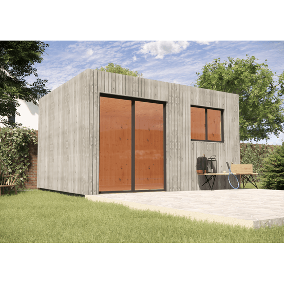 Studio de jardin 4 saisons en bois 4,4 x 3,5 x 2,7 m / isolation re2020 / menuiseries alu k-line