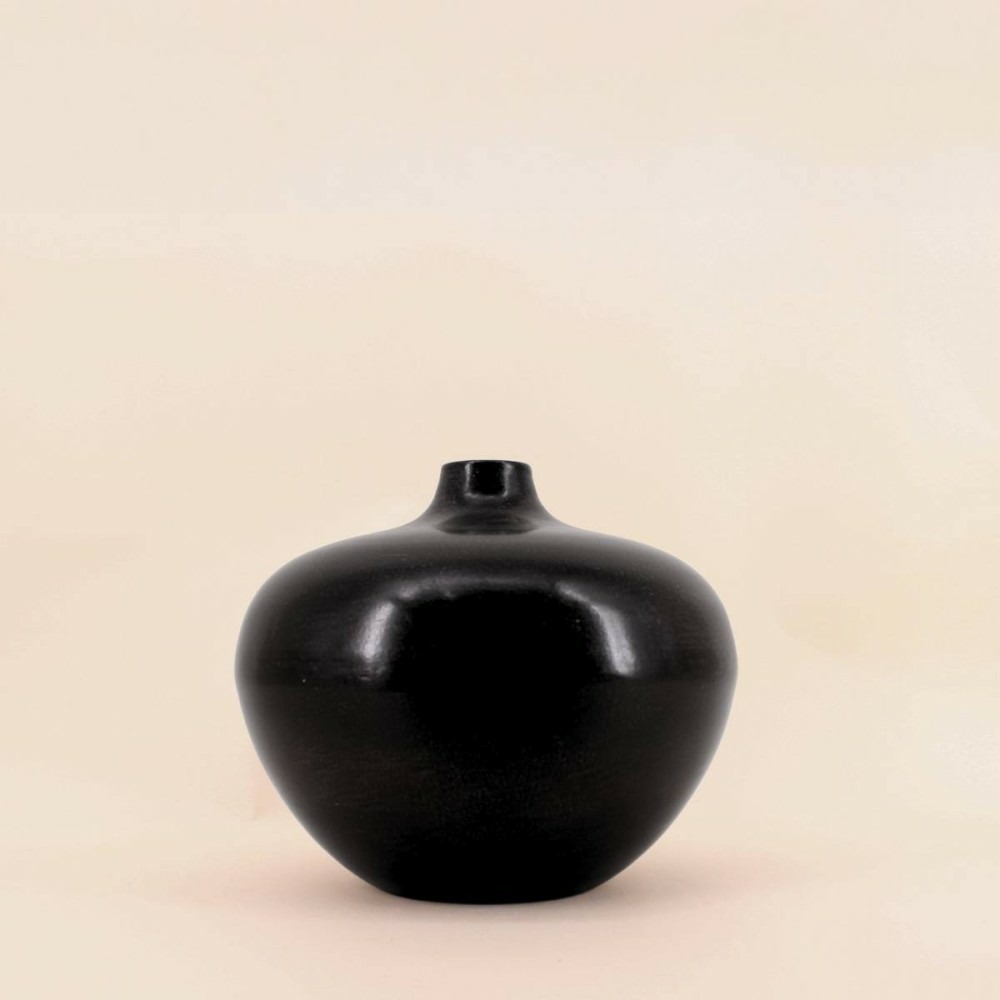 Vase design en métal noir 27x24cm