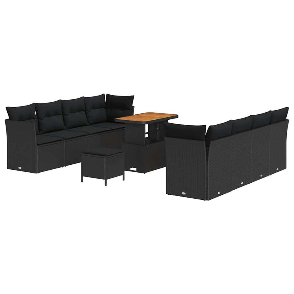 Ensemble de canapé de jardin 11 pc noir polyrotin