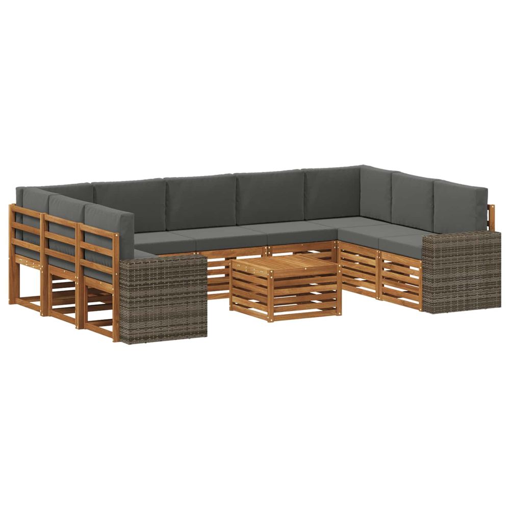 Ensemble de canapés d'extérieur 10 pc naturel et anthracite