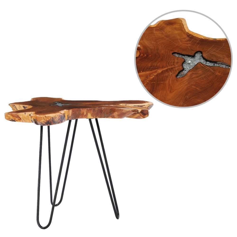 Table basse 70x45cm teck et polyrÃ©sine