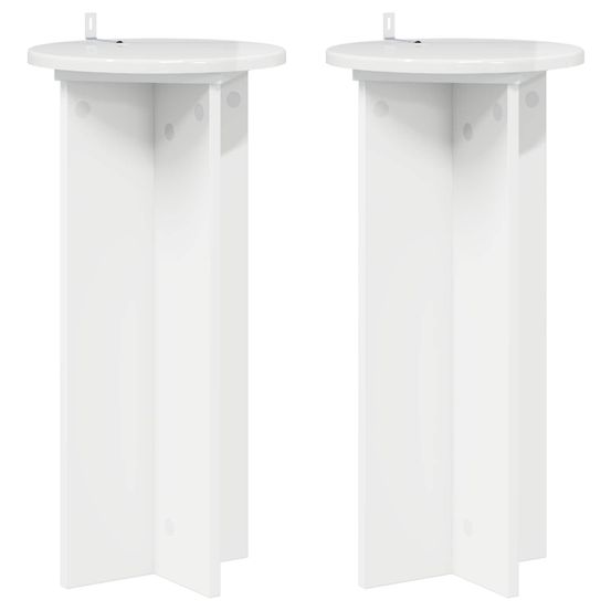 Support de plante 2 pièces blanc brillant 29,5 x 29,5 x 60 cm