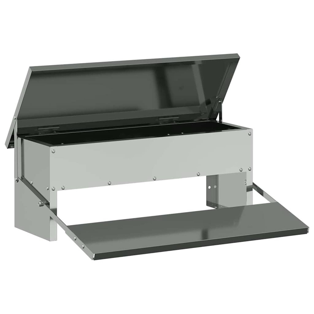 Nourrisseur à pédale pour poules argent 48,5 x 39,5 x 19 cm