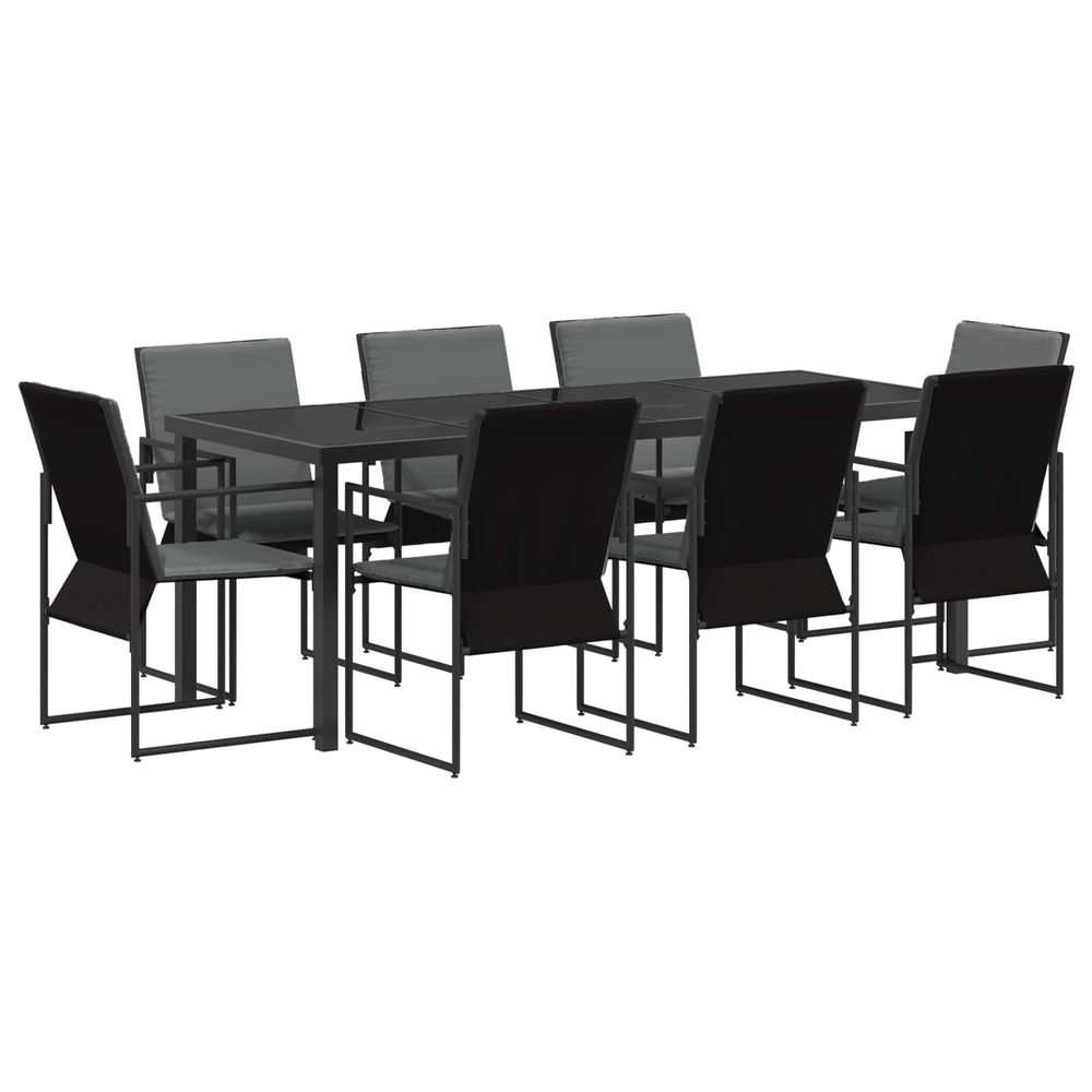 Ensemble de salle à manger pour jardin 9 pc noir et anthracite