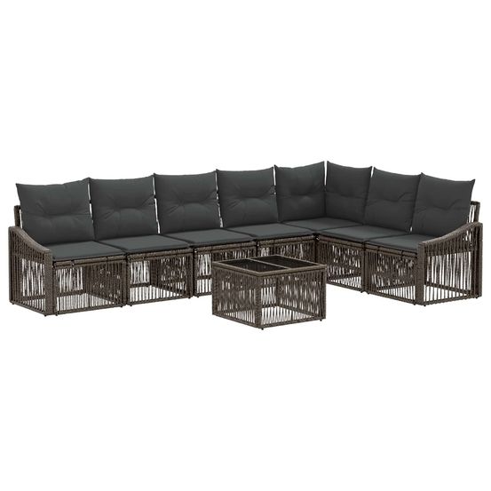 Ensemble de canapé de jardin 8 pc gris polyrotin