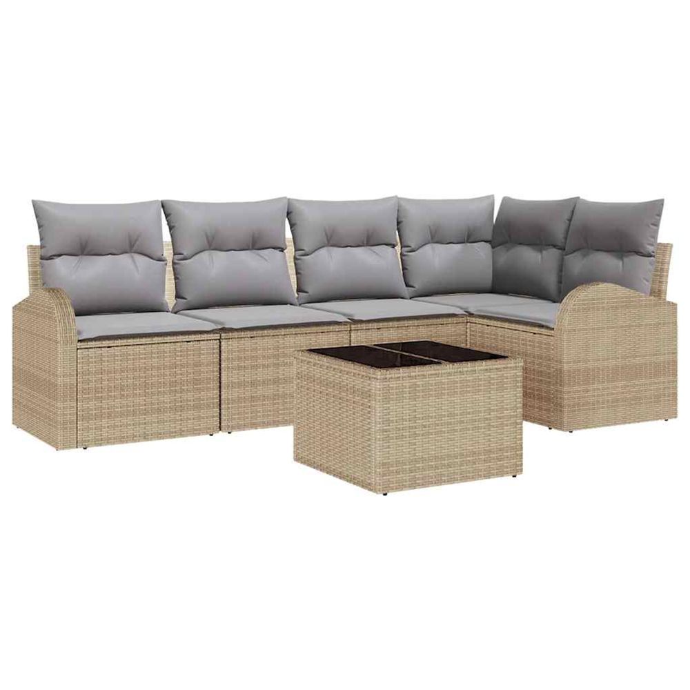 Ensemble de canapé de jardin 6 pc beige et gris clair polyrotin