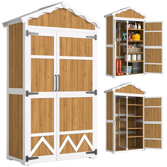 Armoire de jardin bois traité 105x55x179 cm naturel rangement outils 4 étagères - comfortxl outdoor living