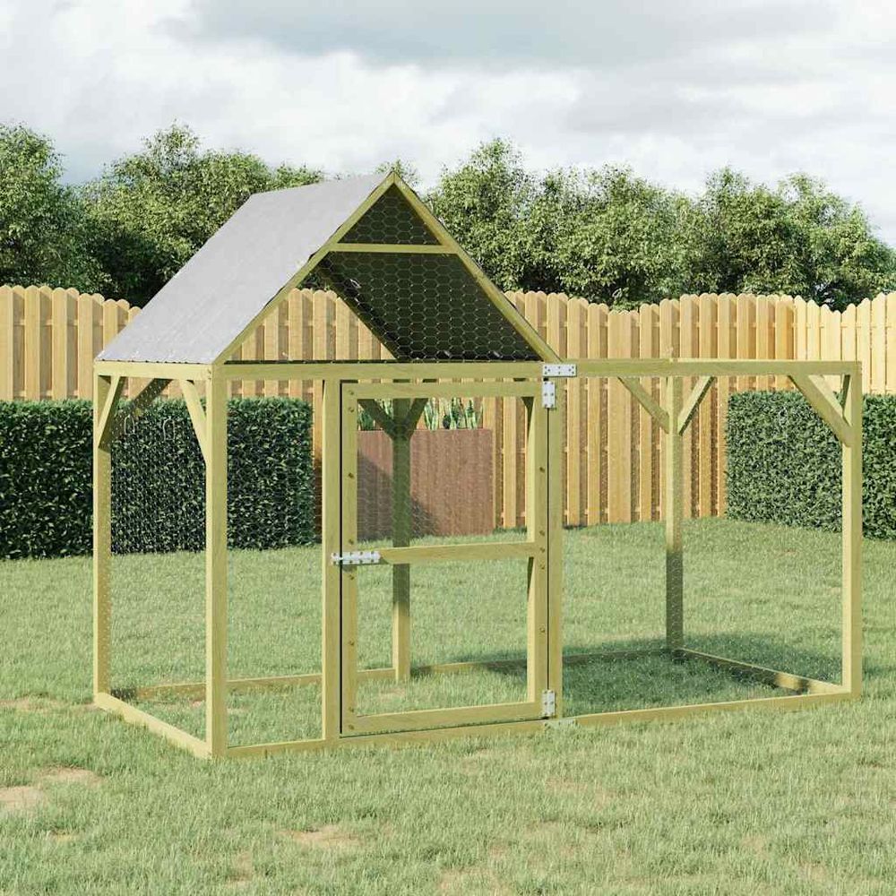 Poulailler bois pin massif enclos extérieur volailles toit étanche 200x100x150cm brun
