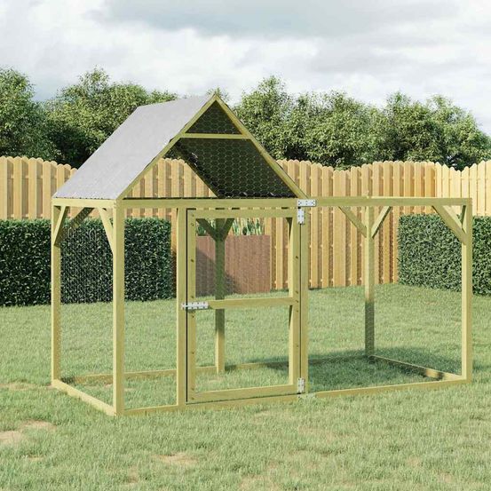 Poulailler bois pin massif enclos extérieur volailles toit étanche 200x100x150cm brun