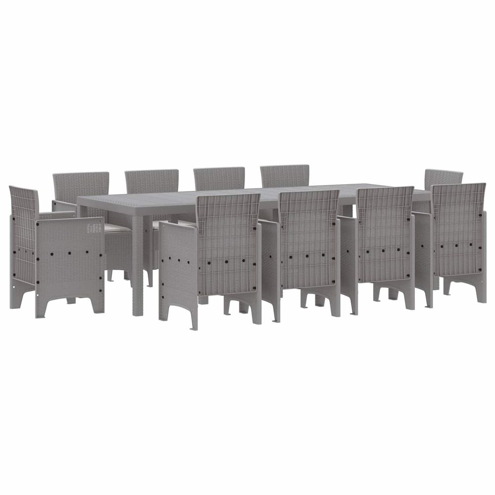 Ensemble de salle à manger pour jardin 11 pc gris clair