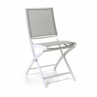 Chaise pliante alu blanc textilène gris clair cassini