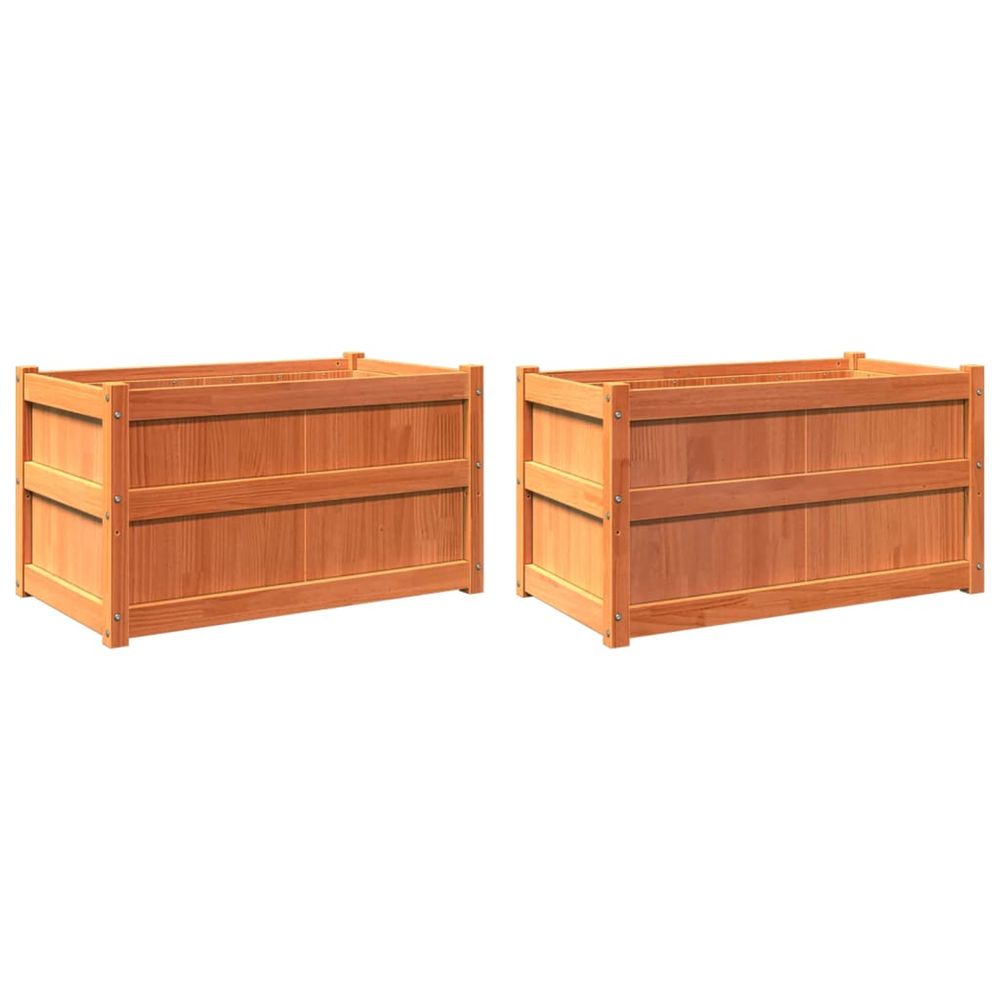 Jardinière d'extérieurs 2 pcs cire marron bois de pin massif