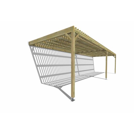 Pergola bois • 10m x 3m • adossée • sens largeur • lattage bois • livraison comprise