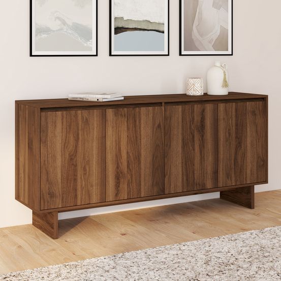 Buffet 160 cm yuri 4 portes effet noyer
