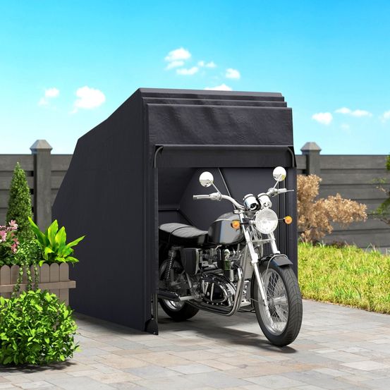 Abri moto pliable tissu oxford 600d extérieur imperméable et anti-uv 345x135x191cm noir - comfortxl outdoor living