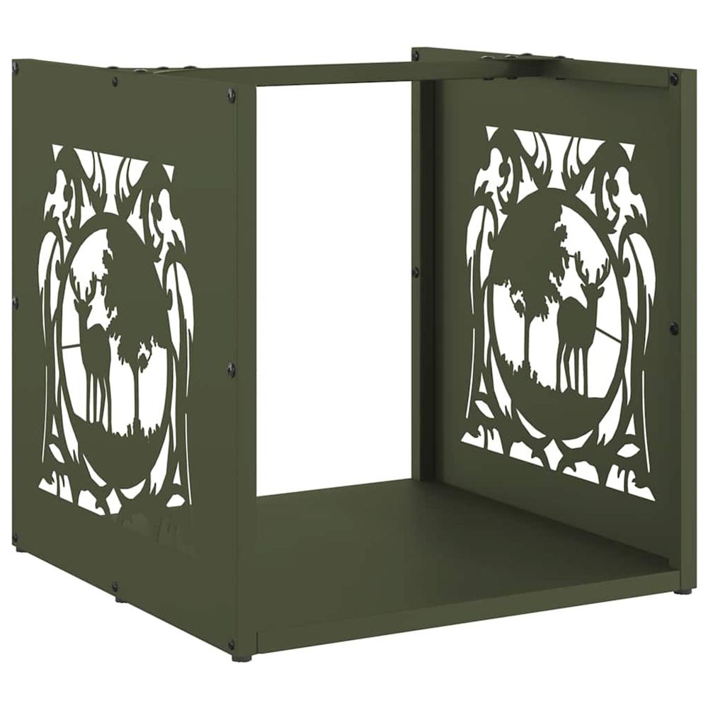 Portant de bois chauffage vert olive 40x40x40 cm
