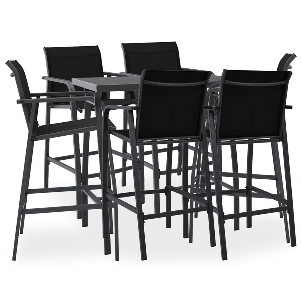 Ensemble de bar de jardin 7 pcs noir