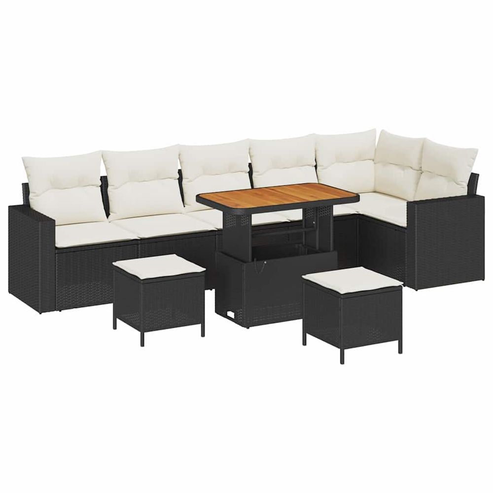Ensemble de canapé de jardin 9 pc noir polyrotin