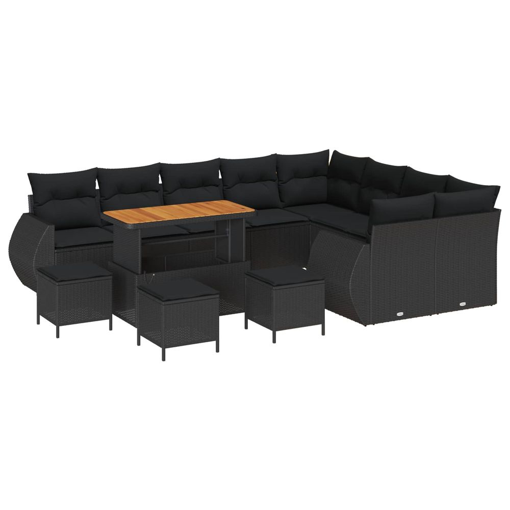 Ensemble de canapé de jardin 13 pc noir polyrotin