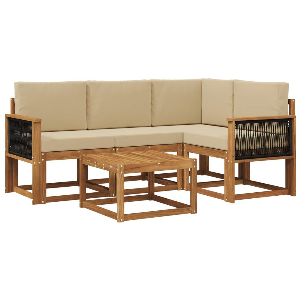 Ensemble de canapés d'extérieur 5 pc naturel et beige polyester