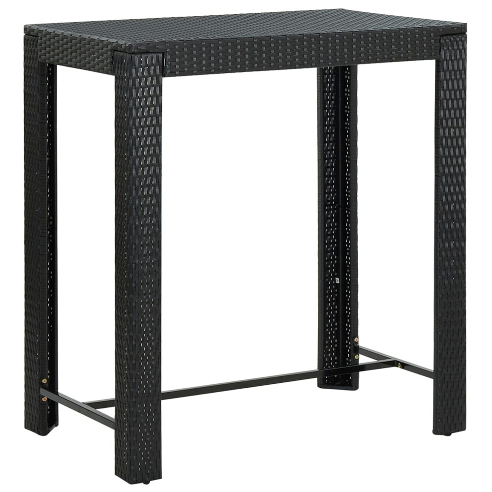 Table de bar de jardin noir 100x60,5x110,5 cm résine tressée