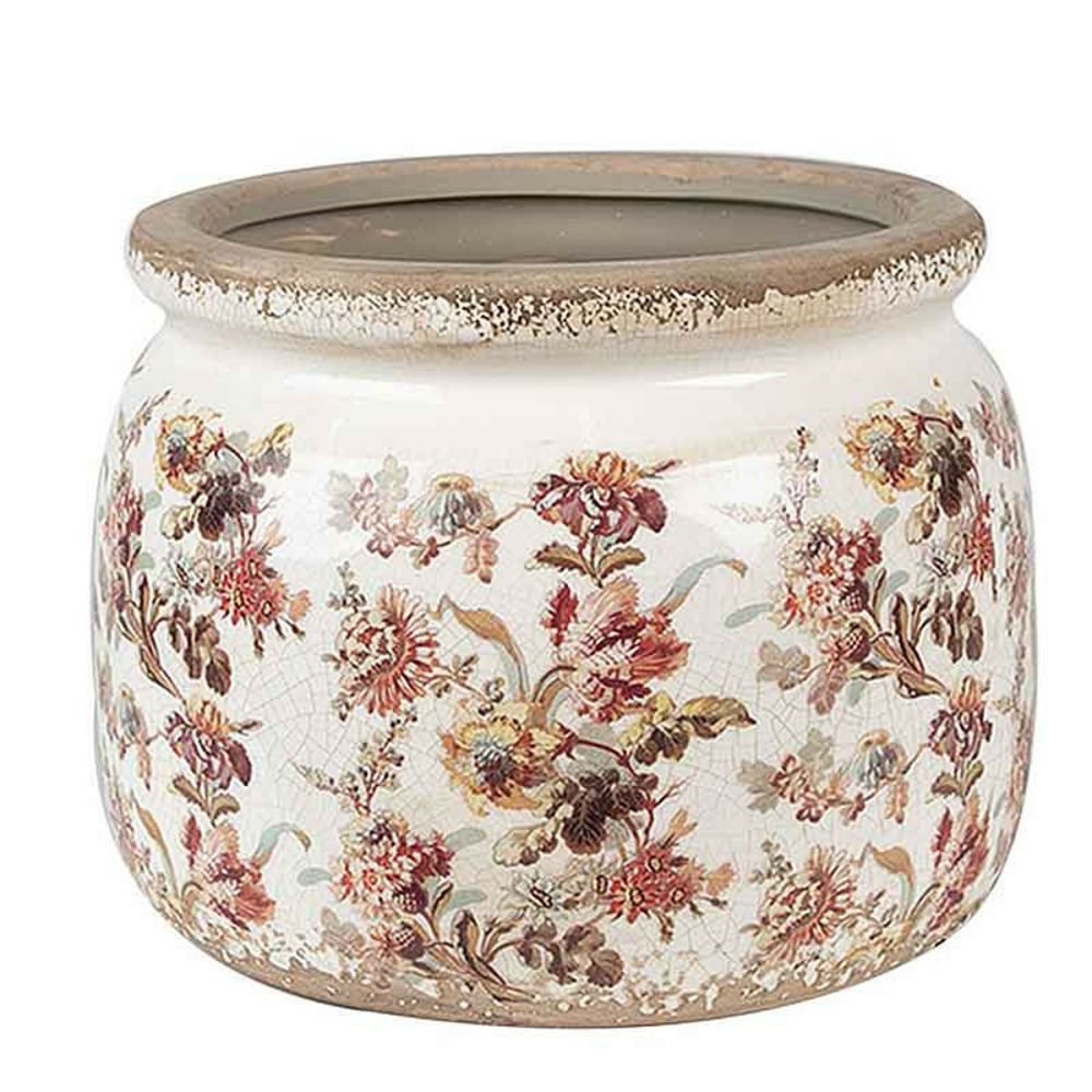 Pot fleurs rose céramique 20x20x15cm