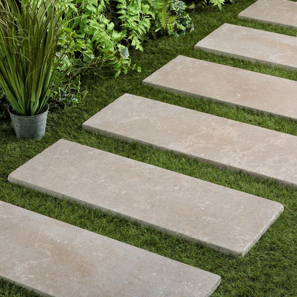 Pas japonais rectangle pierre d'egypte beige 100x35x3 cm (à l'unité) - ro'ma nature