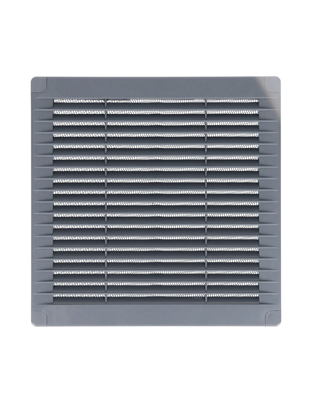 Grille d'aération carrée avec prises et moustiquaire 200x200x7mm abs gris