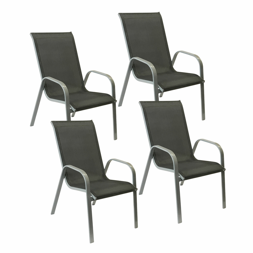 Lot de 4 chaises marbella en textilène gris - aluminium gris
