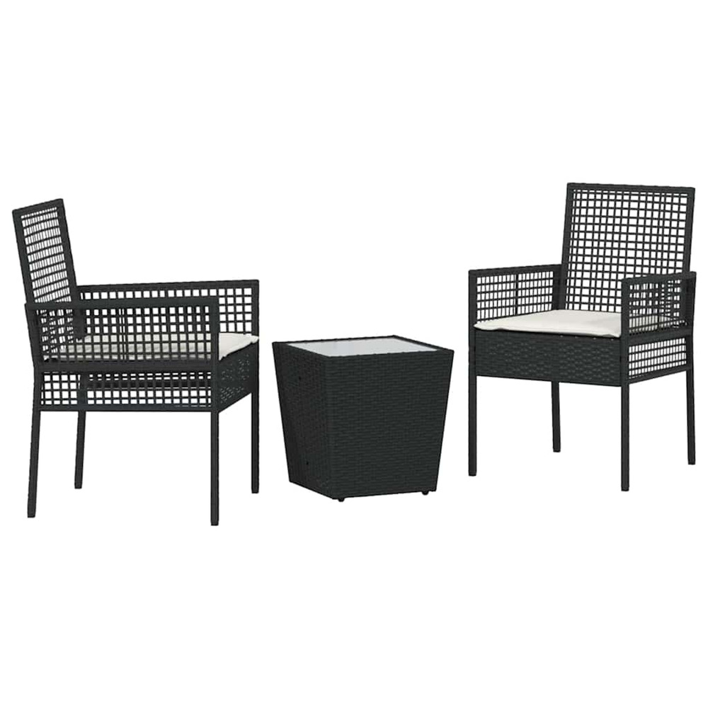 Ensemble bistro de jardin 3 pcs noir polyrotin