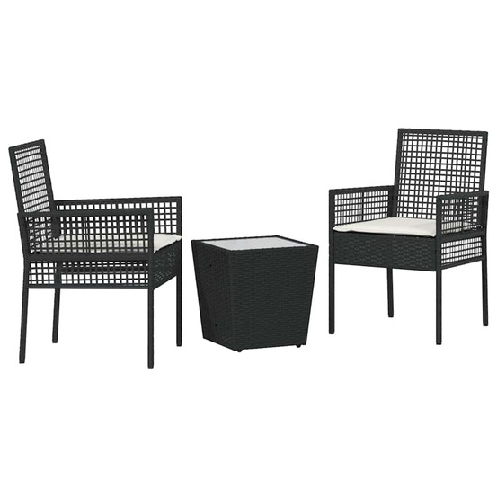 Ensemble bistro de jardin 3 pcs noir poly rotin