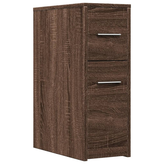 Armoire de salle de bain étroite avec roulettes chêne marron