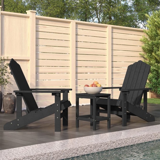 Chaises de jardin adirondack avec table pehd anthracite