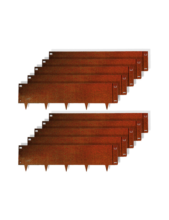 10pcs bordure de jardin acier corten 100x26,5cm