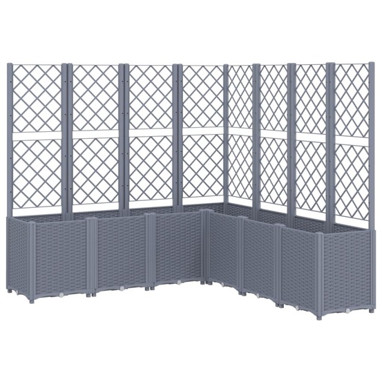 Jardinière bac lit surélevé plantes fleurs terrasse jardin avec treillis 160 x 160 x 140 cm pp gris